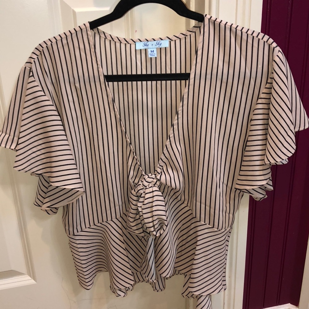 Striped top with front tie.